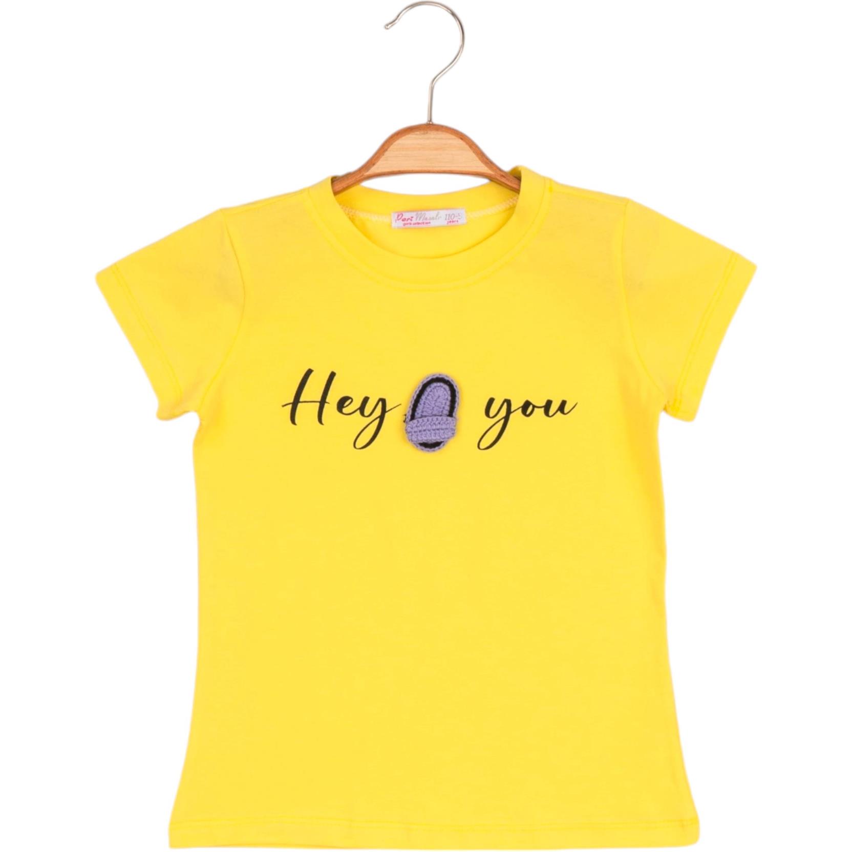 11431 hey you baskılı kız çocuk t-shirt badi toptan 5-8 yaş