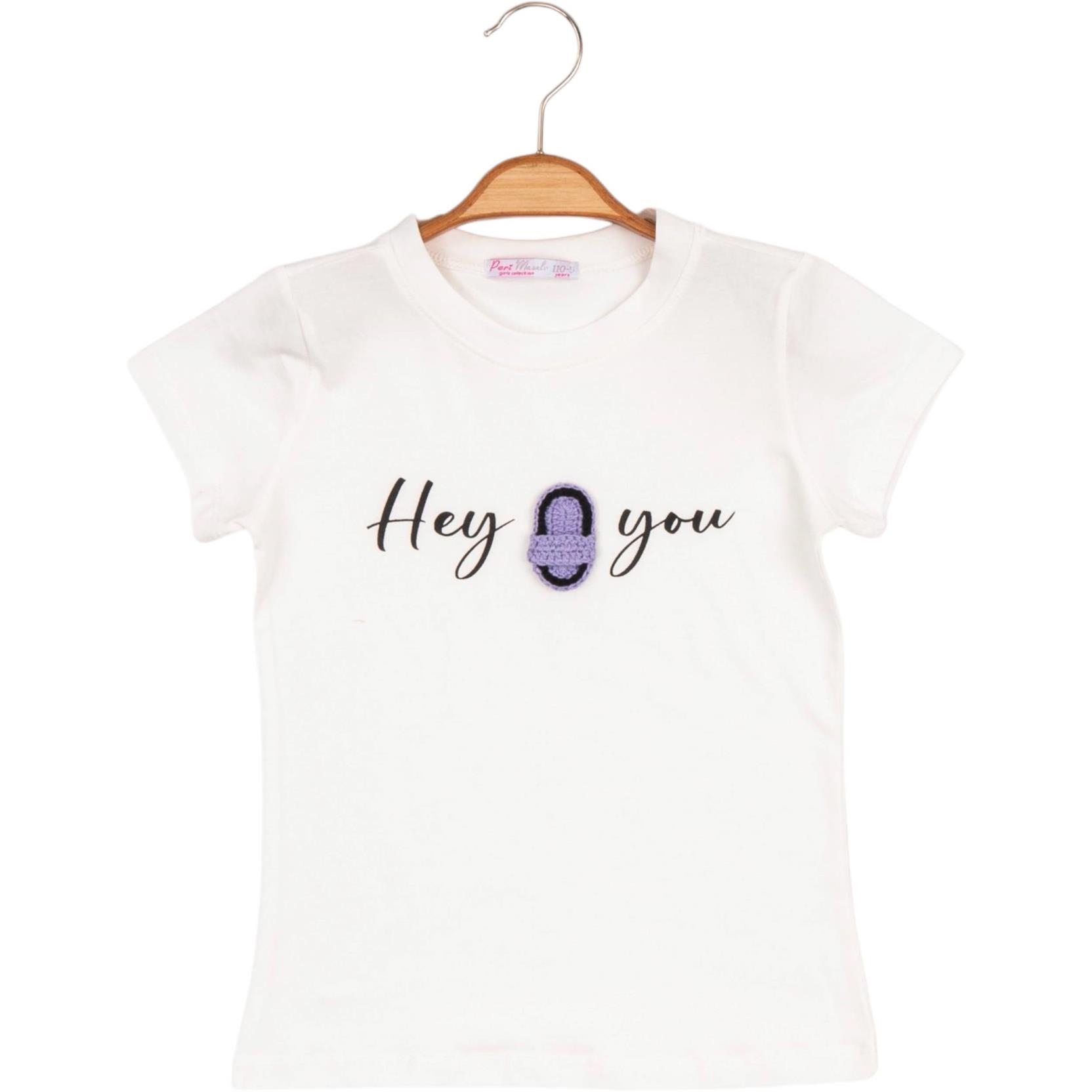 11431 hey you baskılı kız çocuk t-shirt badi toptan 5-8 yaş