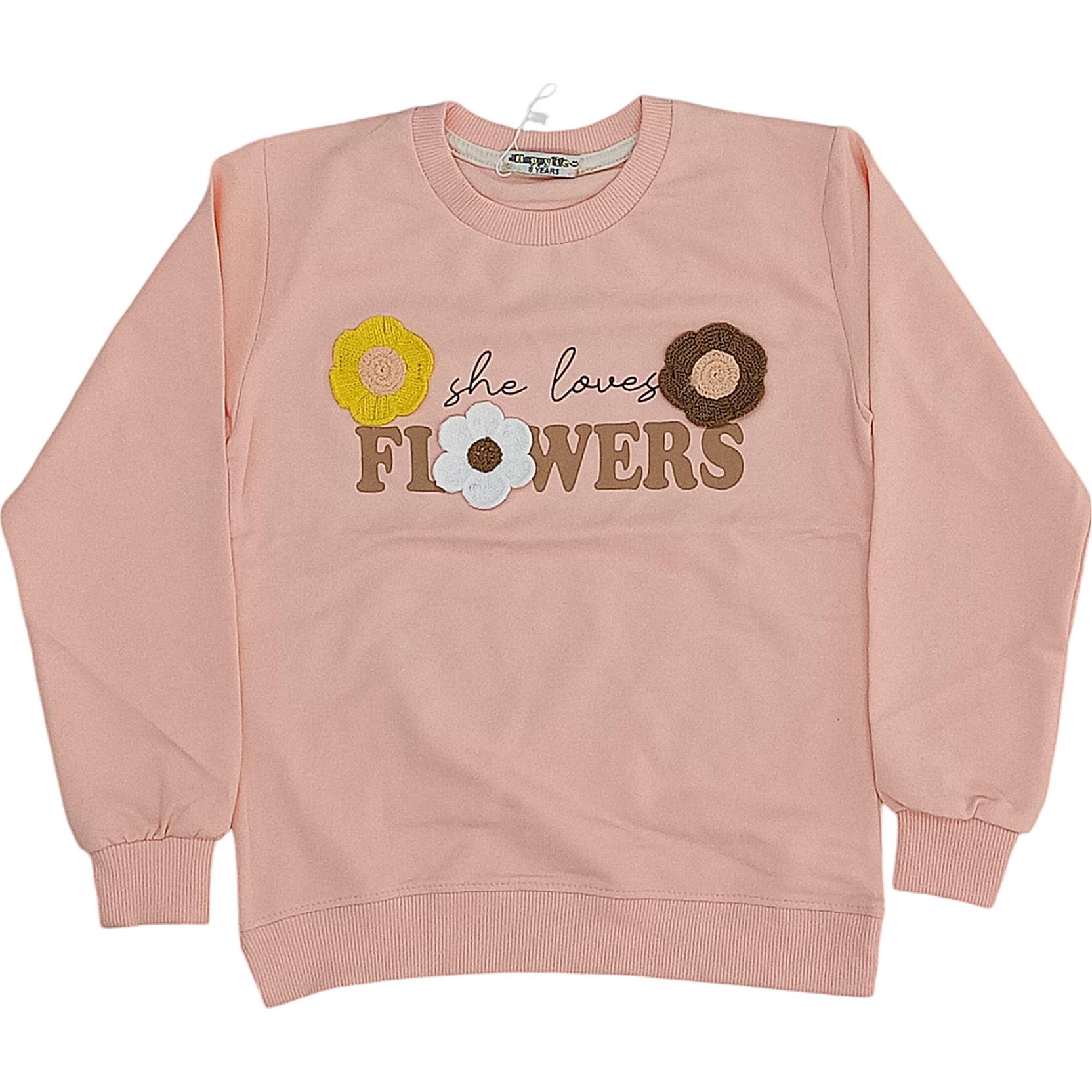 2086 flowers kız çocuk sweat toptan 5-6-7-8 yaş