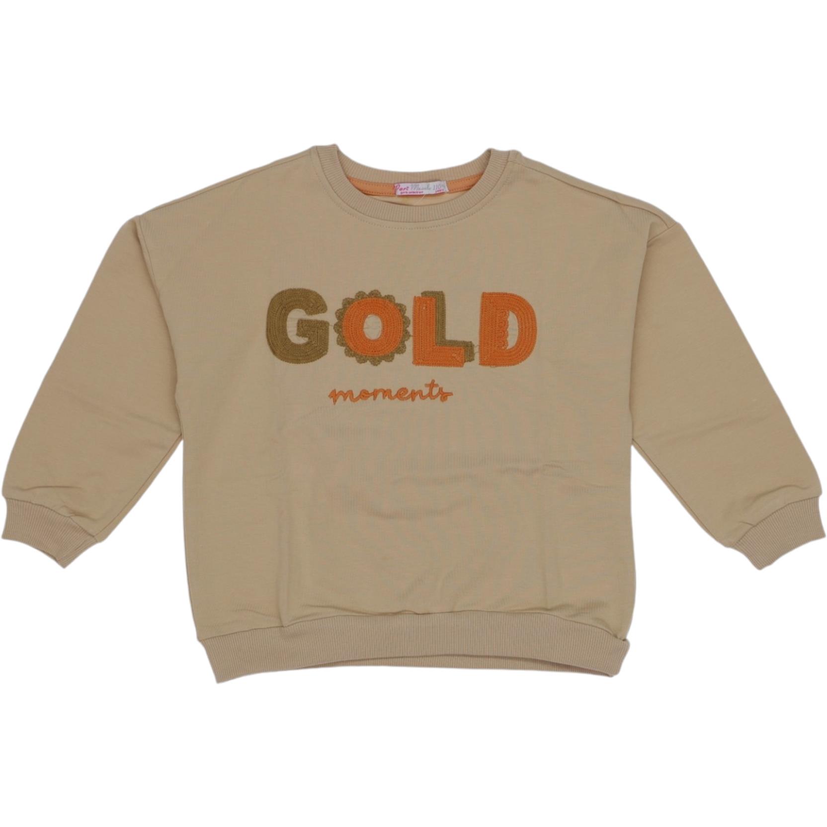 11978 gold print high quality girls sweatshirt wholesale 5-8 age