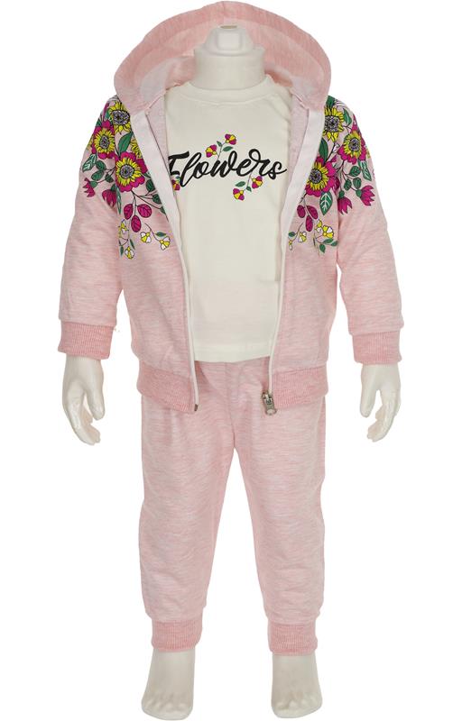 24458 girls floral patterned hooded baby suit wholesale 9/24 months