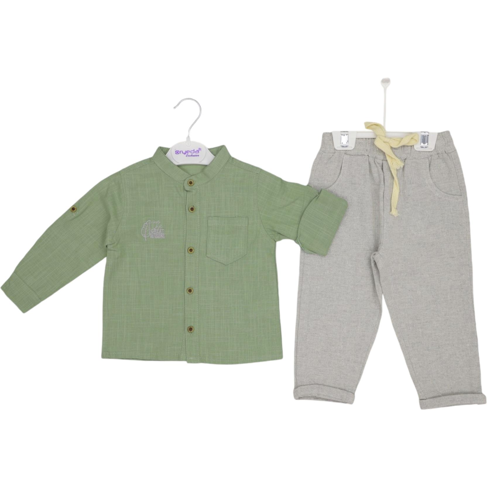 2738 long sleeve shirt + pants baby boy suits wholesale 9/24 months