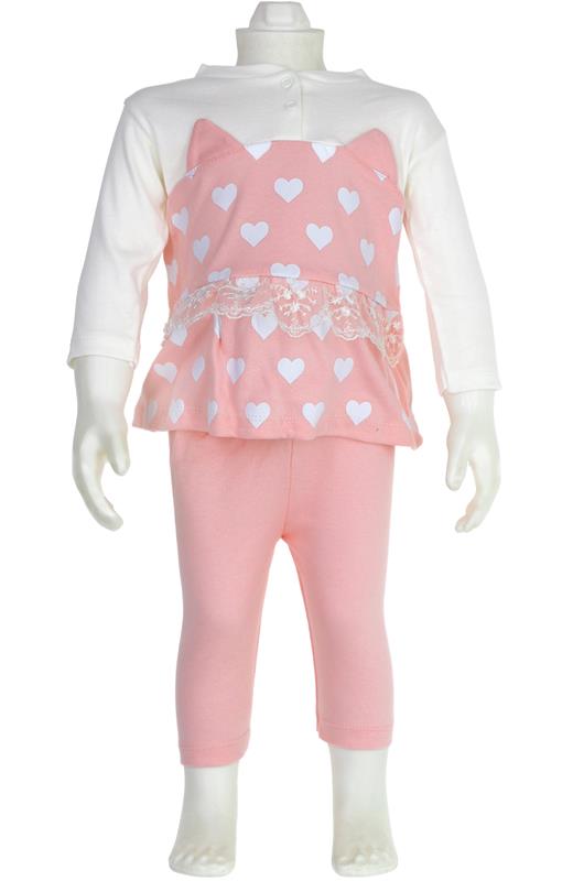 5001 seasonal pink heart print baby girl clothing wholesale 6-9-12 months